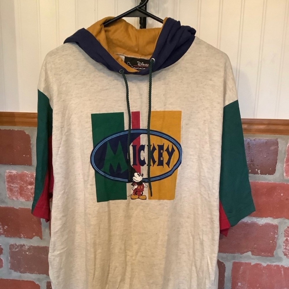 Vintage Mickey color block hooded tshirt